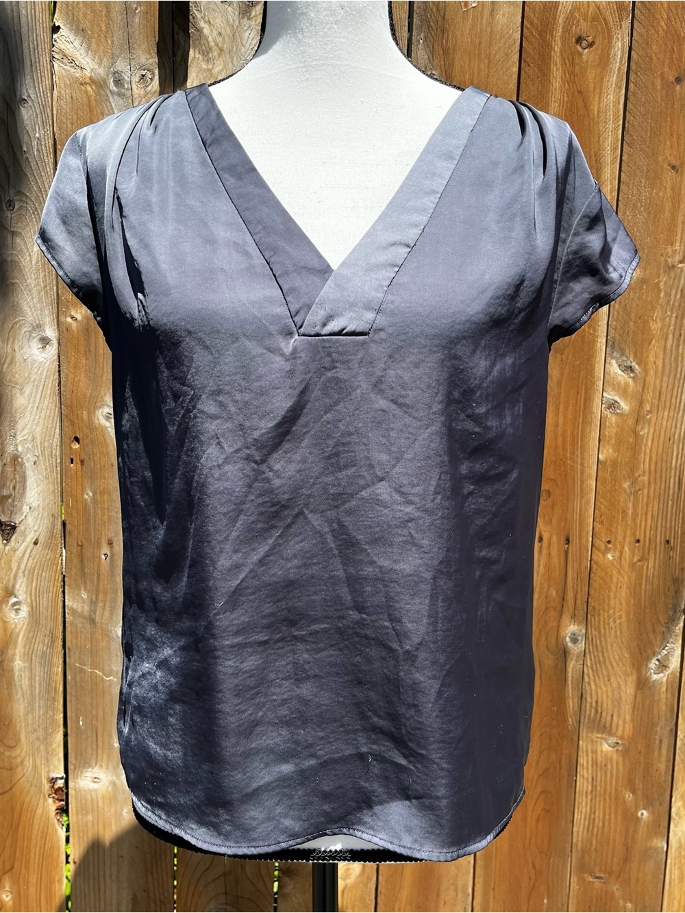 H&M Conscious Women's Charcoal V-Neck Cap Sleeve Top